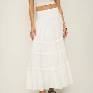 Reformation White Tiered Maxi Skirt